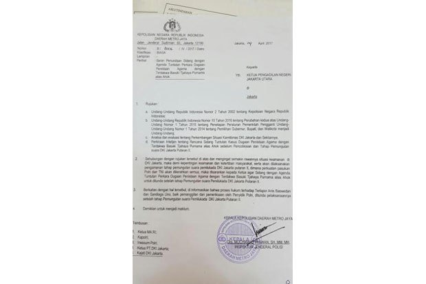 Polisi Minta Sidang Ahok Ditunda Mengundang Tanya DPR RI