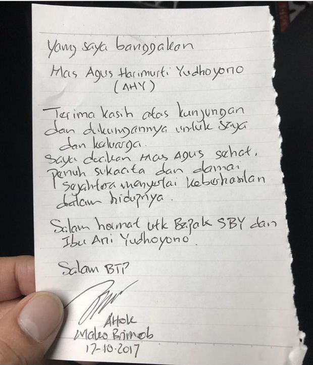 Dikunjungi AHY, Ahok: Salam Hormat untuk Bapak SBY