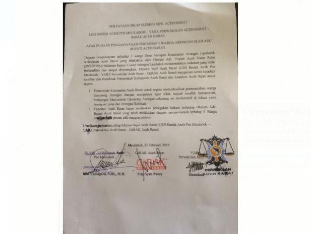 LBH dan Elemen Masyarakat Aceh Barat Sesalkan Arogansi Ajudan Bupati