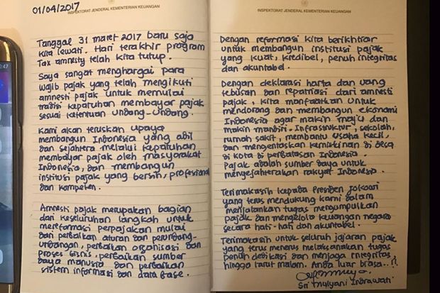 Surat Cinta Sri Mulyani Usai Tax Amnesty Berakhir