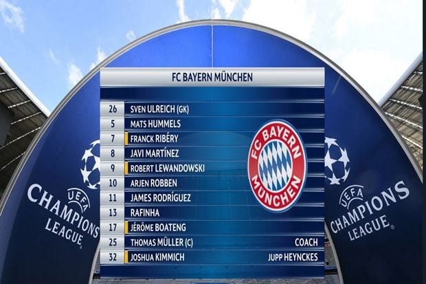 Susunan Pemain Bayern Muenchen vs Sevilla