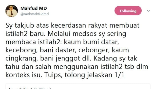 Mahfud MD Tanya Istilah ke Netizen, Menteri Susi Usul Kamus Medsos