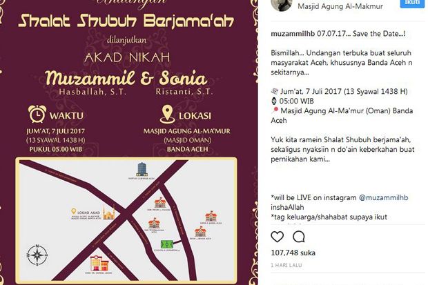 Undangan Nikah Imam Muda Bersuara Merdu Muzammil Hasballah Jadi Viral