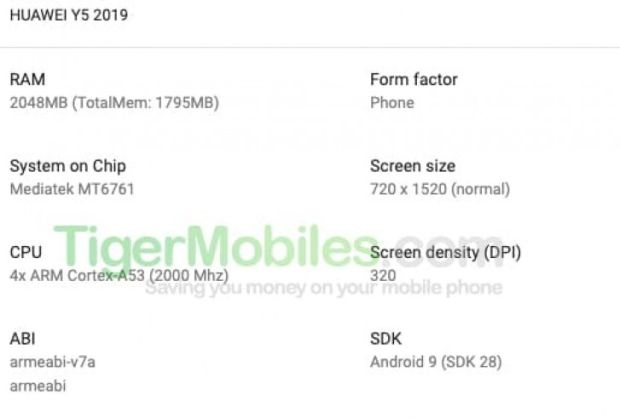 Huawei Y5 2019 Disebut-sebut Adopsi Prosesor Helio A22