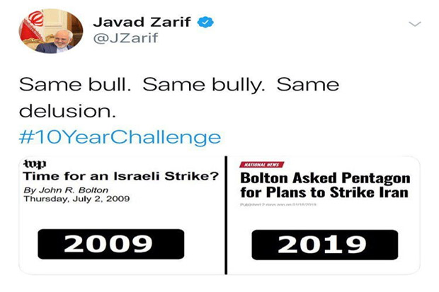Lewat #10YearsChallenge, Menlu Iran Ledek Penasihat Trump