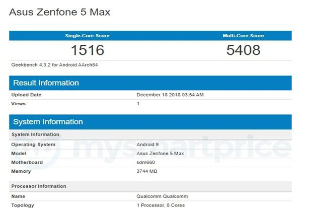 Smartphone ASUS Zenfone 5 Max Muncul di Geekbench