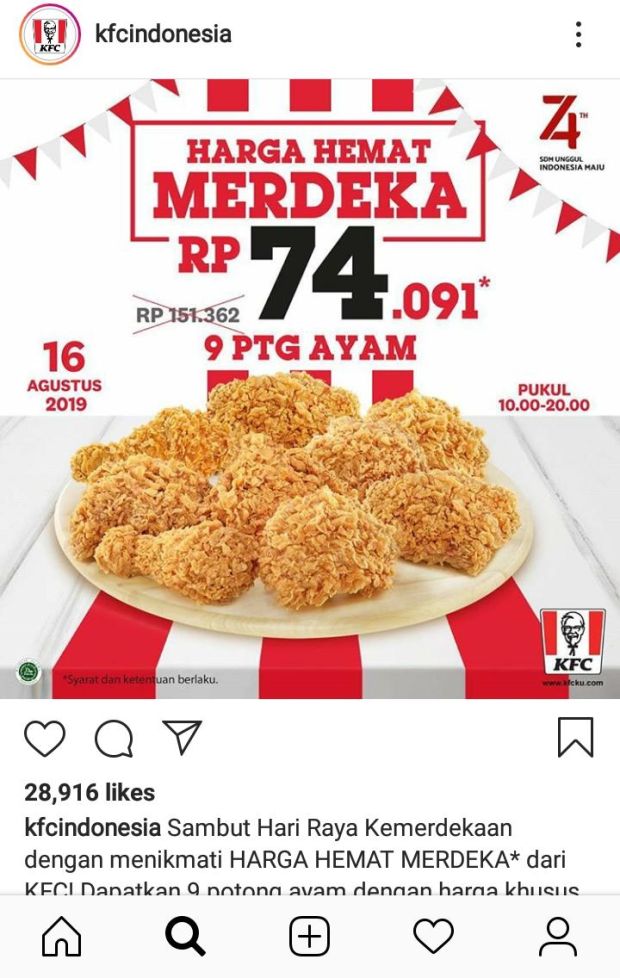 Makan Murah, Ini Daftar Promo HUT RI di Restoran Cepat Saji