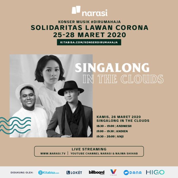 Malam Ini, Andmesh, Andien, dan Anji Gelar Konser Online #dirumahaja Bareng Narasi