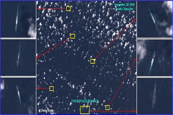 Citra Satelit: Kapal Induk AS Dikepung 7 Kapal Perang China