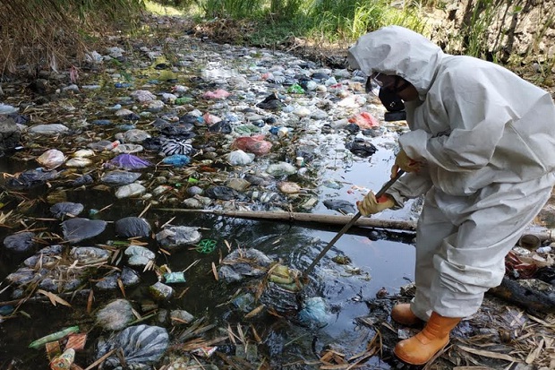 Miris, Sungai di Mojokerto Penuh dengan Limbah Popok