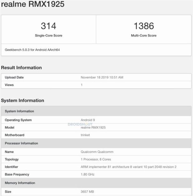 Geekbench Ungkap realme 5s Dibekali Chipset Snapdragon 665