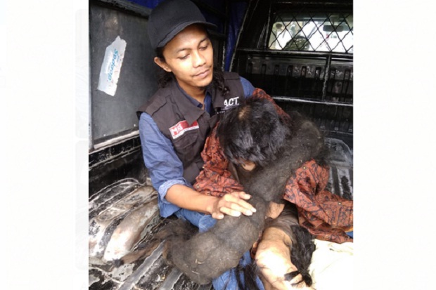 Relawan MRI-ACT Potong Rambut Gimbal Mbah Iyah Sepanjang 2 Meter