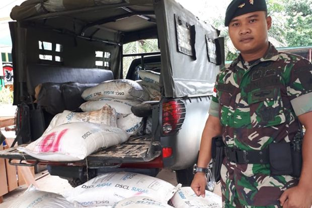 TNI Gagalkan Penyelundupan 1,5 Ton Gula di Perbatasan Entikong
