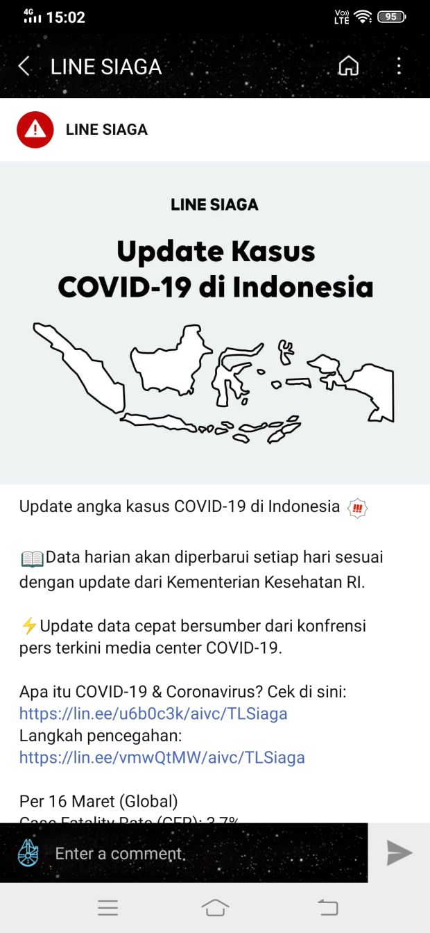 Lewat Akun Siaga, LINE Beri Informasi Resmi COVID-19 di Indonesia
