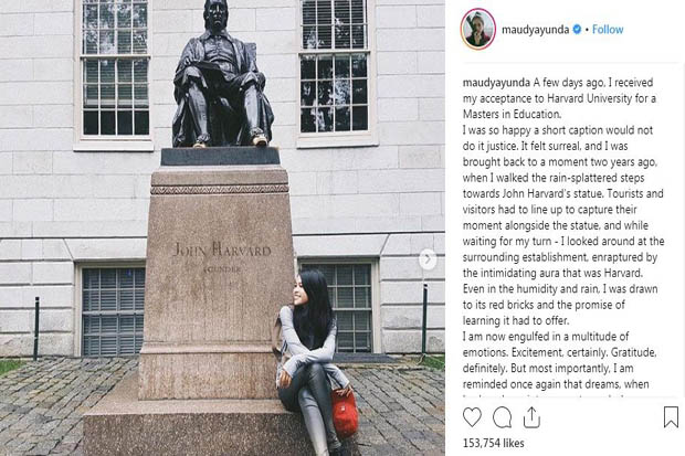 Diterima di Harvard dan Stanford, Maudy Ayunda: Pilih yang Mana Ya? 